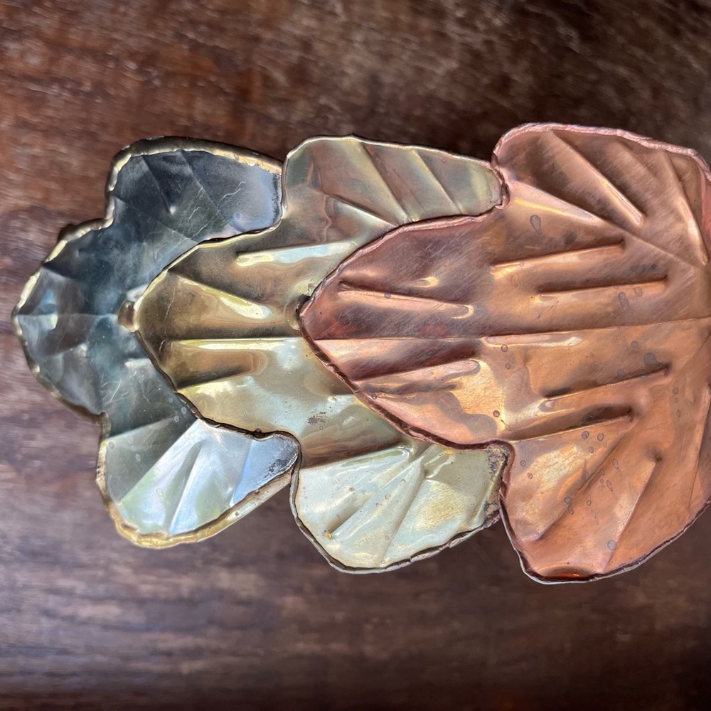 Solid Brass Vintage Belt Leaf Pattern - image 3